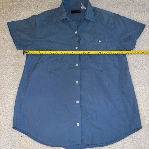 L.L. Bean Traveler Women’s Collared Button Short Sleeve Shirt Blue Small EUC - Picture 8 of 11